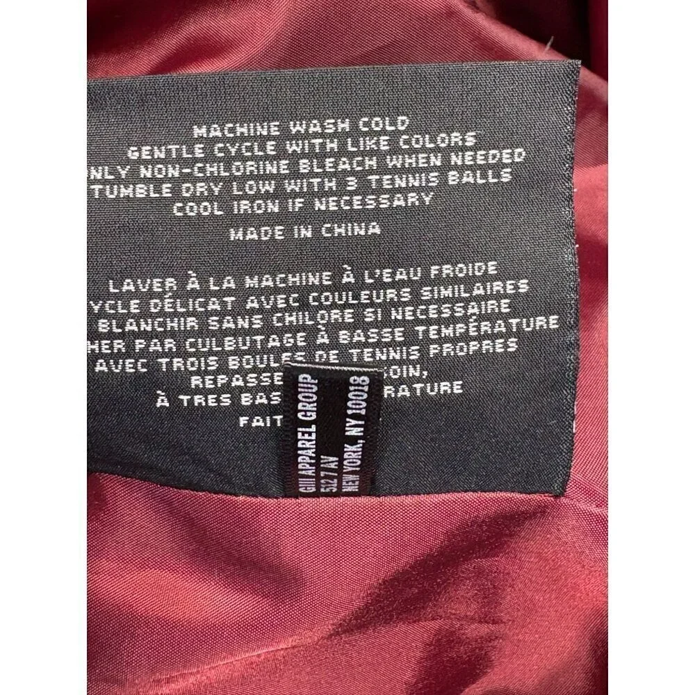 Marc New York Burgundy Down Filled Quilted Puffer Coat Women's Large Luxury - Picture 12 of 12